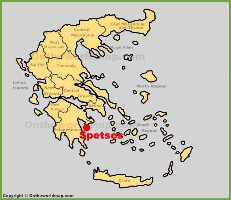 Spetses location on the Greece map