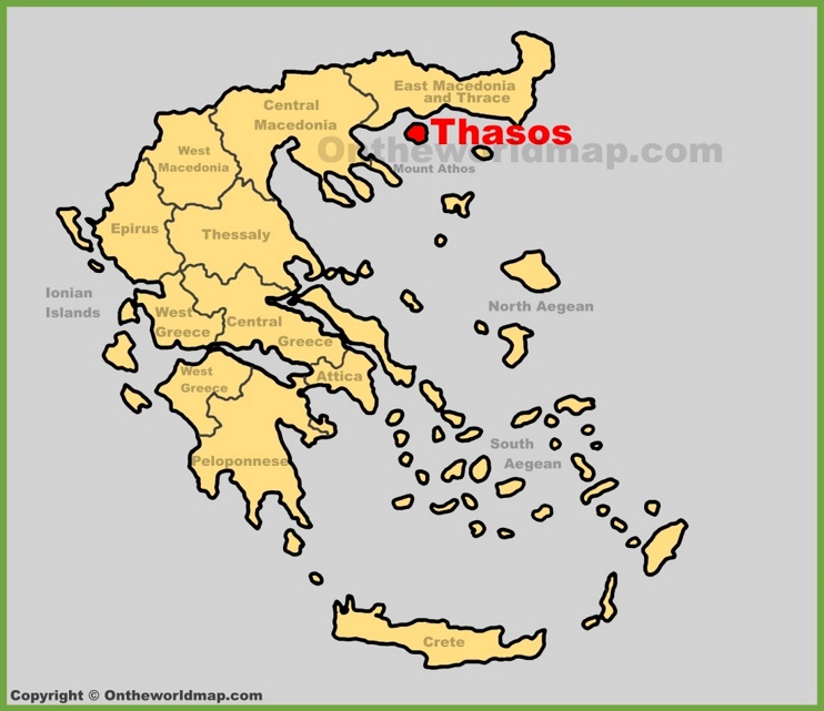 Thasos location on the Greece map