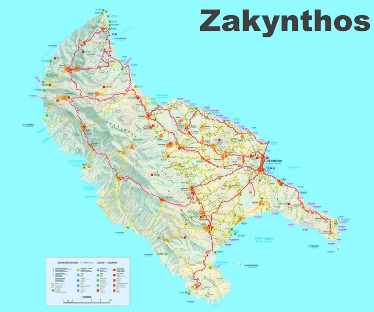 Zakynthos Karta Grekland Zakynthos Sightseeing Map Europa Karta