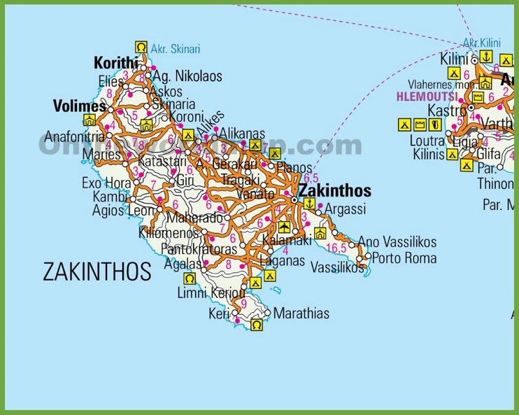 Zakynthos tourist map