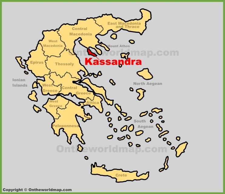Kassandra location on the Greece map