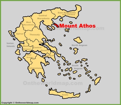 Mount Athos Location Map