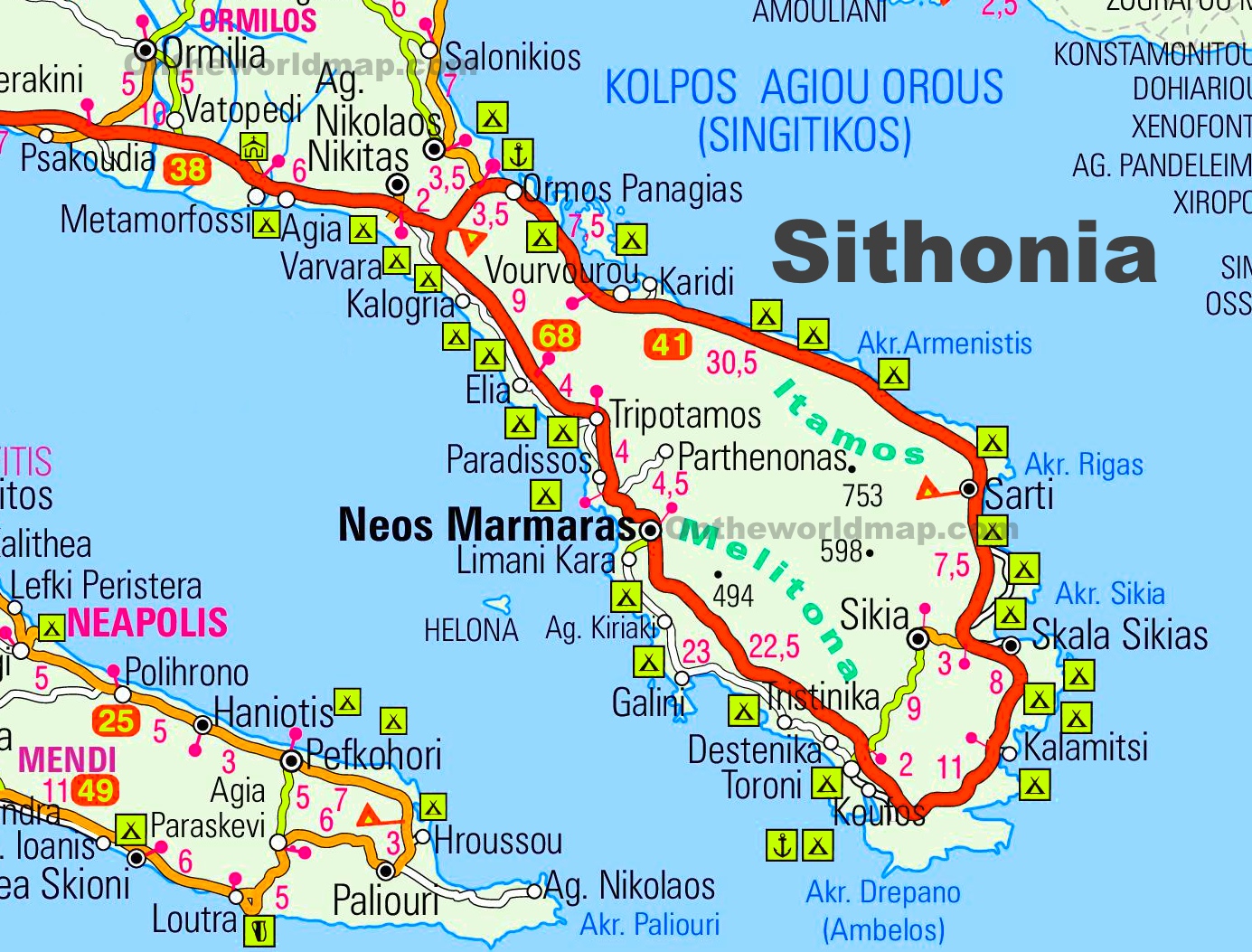 sitonija mapa google Sithonia road map ﻿ sitonija mapa google