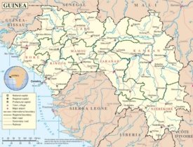 Large detailed road map of Guinea