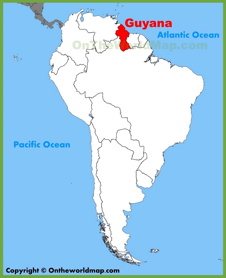 guyana location on the south america map max