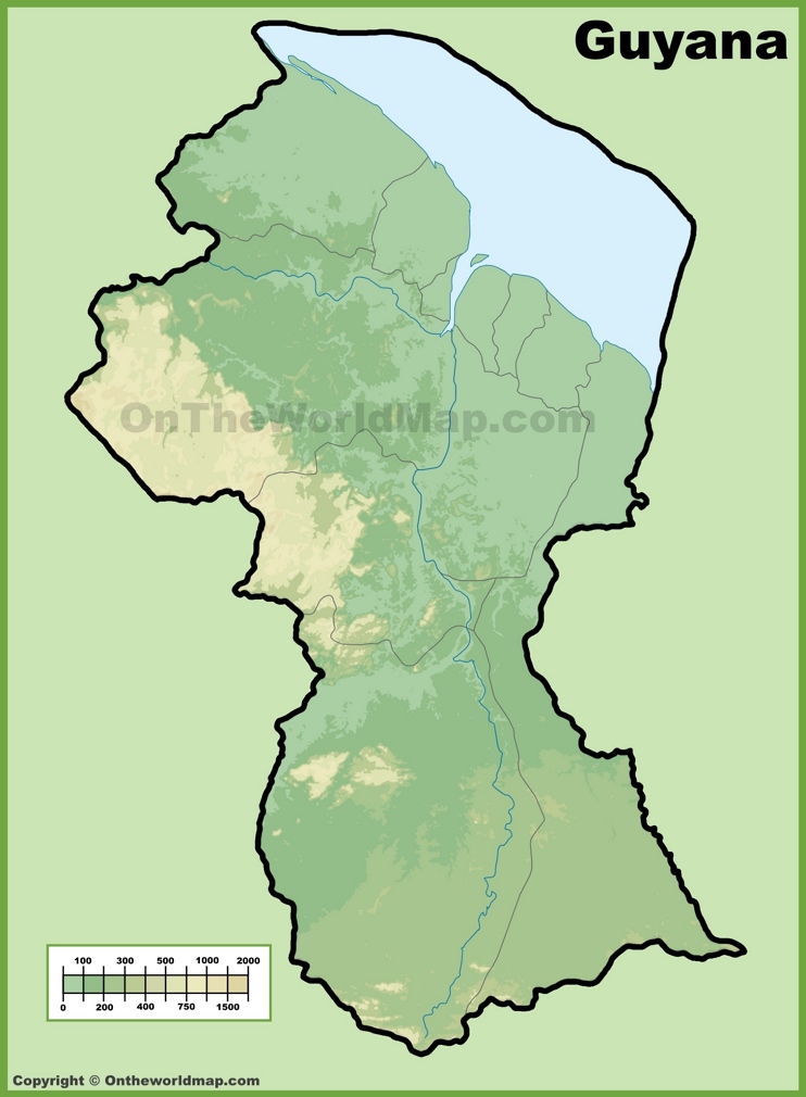 Guyana physical map