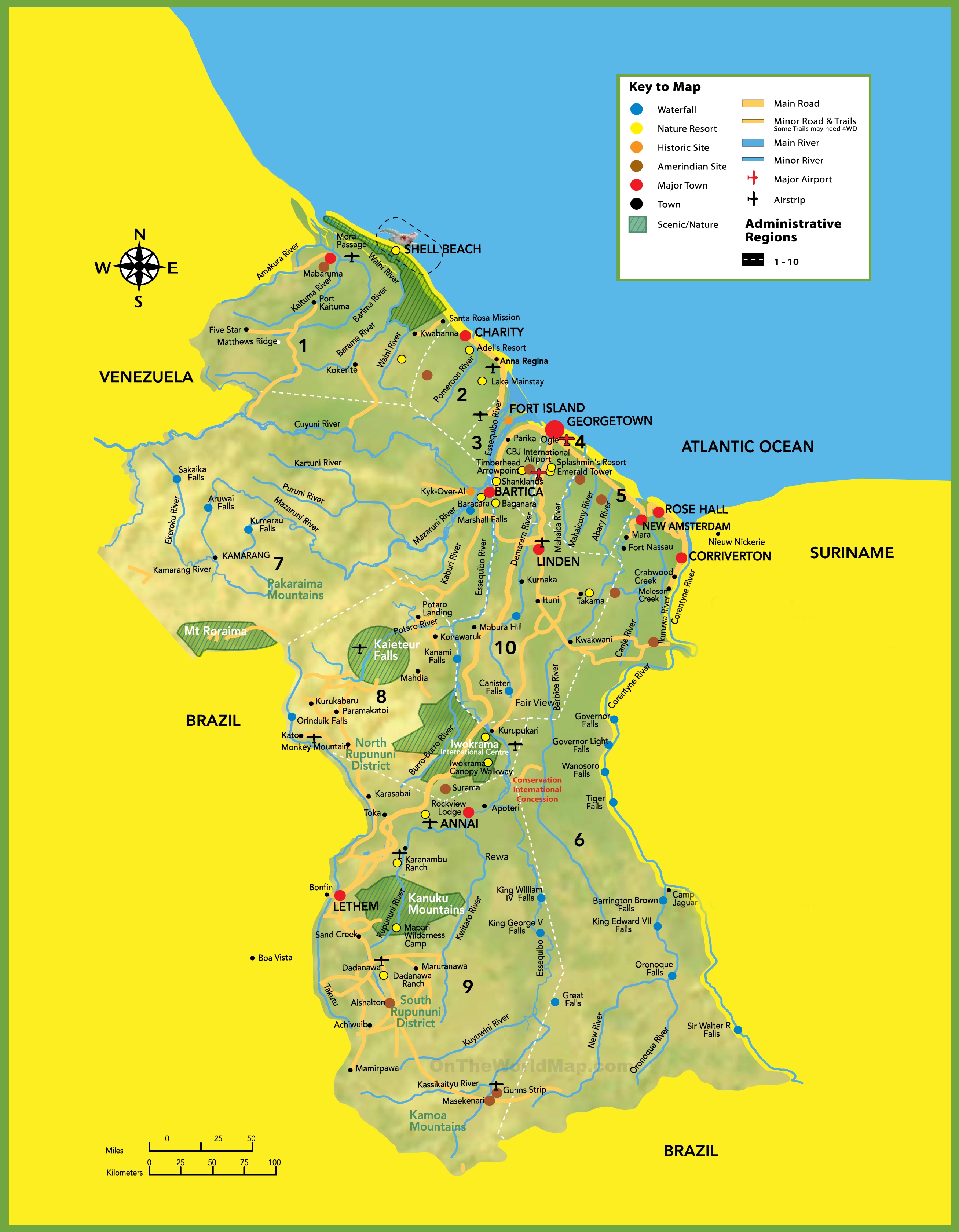 Printable Guyana Map