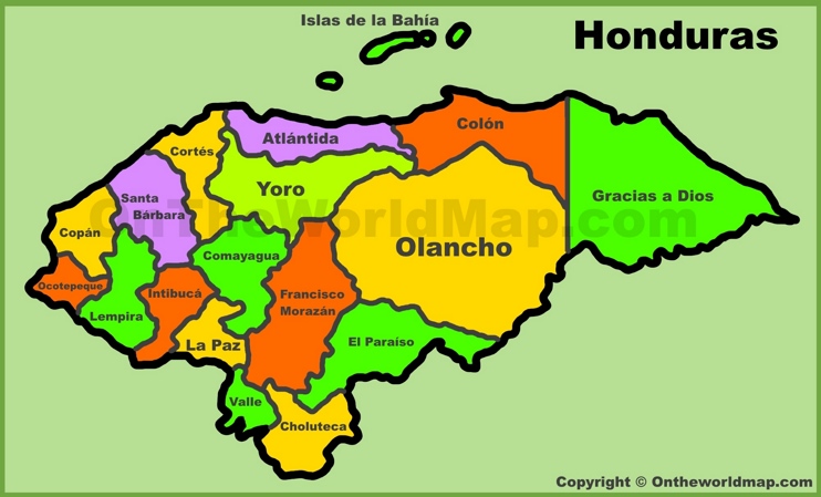 Administrative map of Honduras