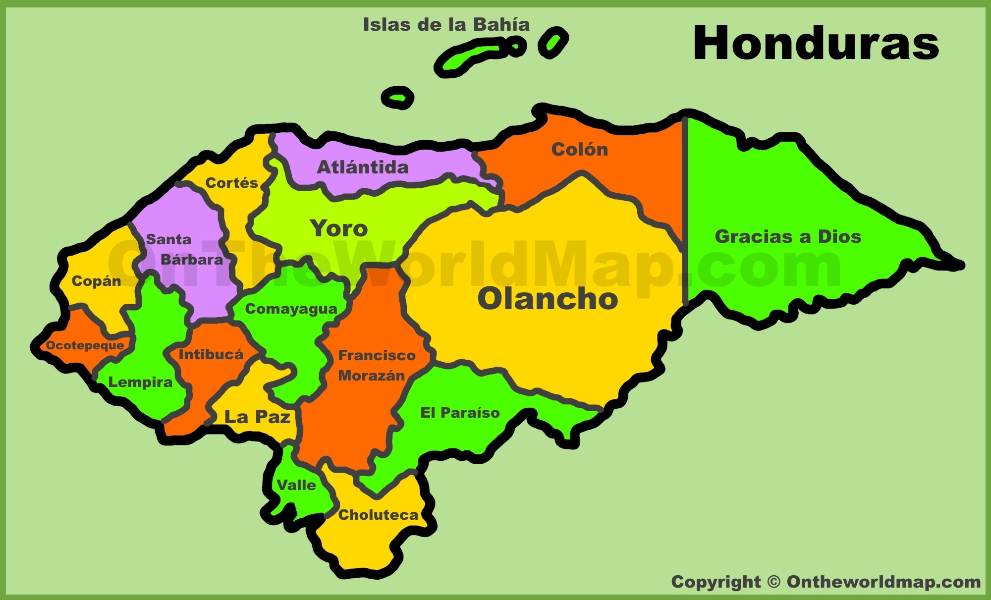 Administrative Map Of Honduras