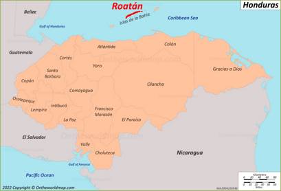 Roatán Location Map