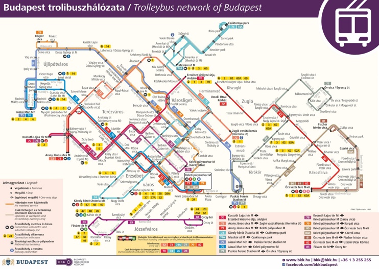 Budapest trolleybus map