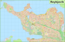 Large detailed map of Reykjavík