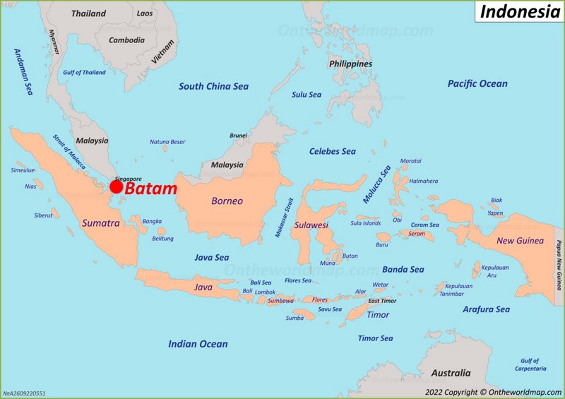 Batam Island location on the Indonesia map