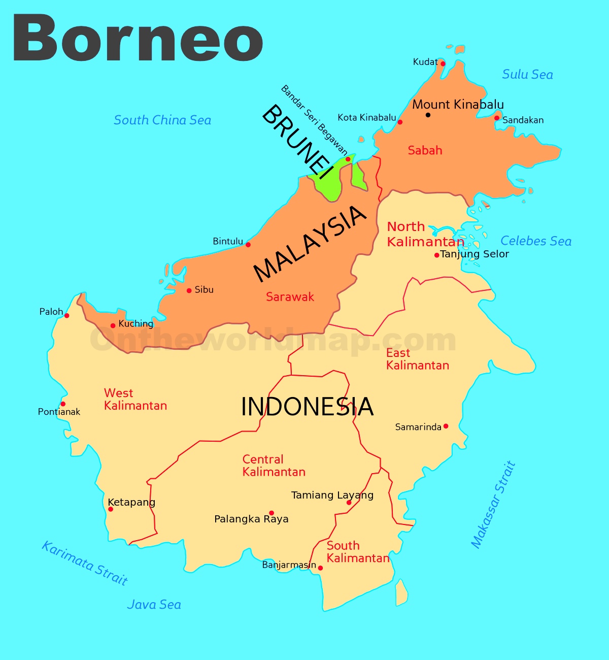 Administrative Divisions Map Of Borneo