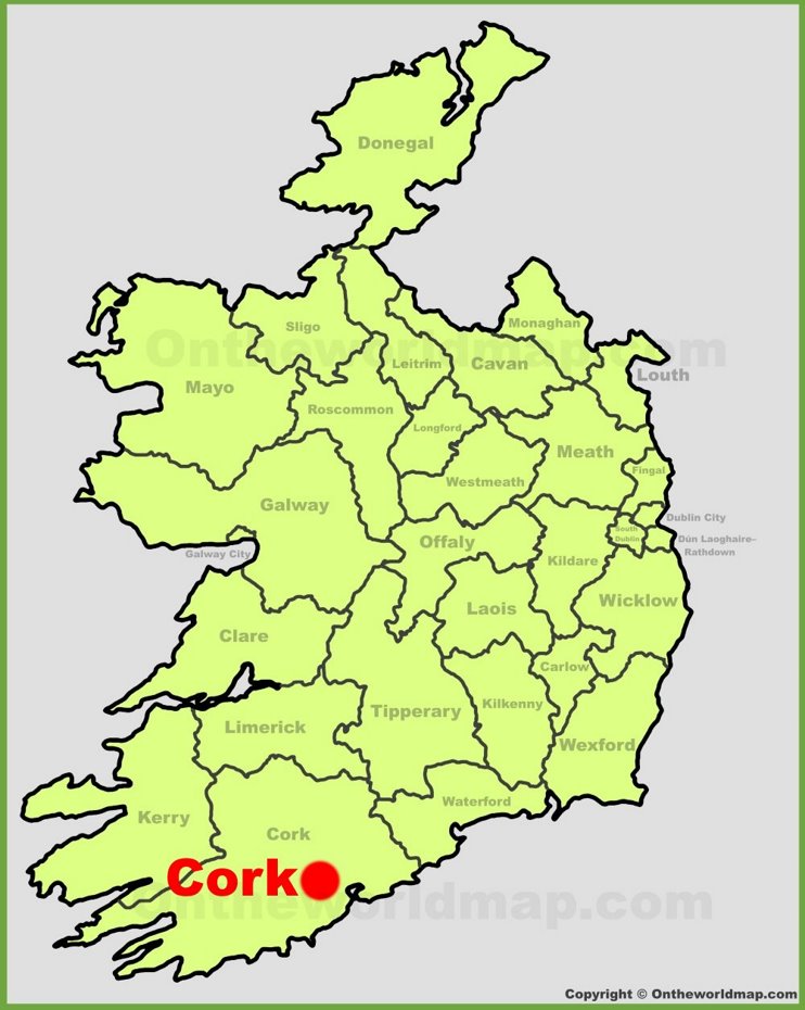Cork location on the Ireland map