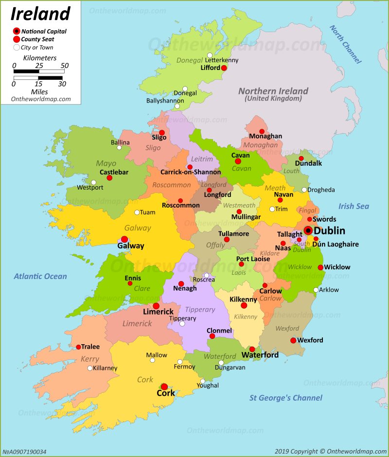 Ierland Kaart Provincies Vogels