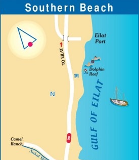 Eilat Southern Beach map