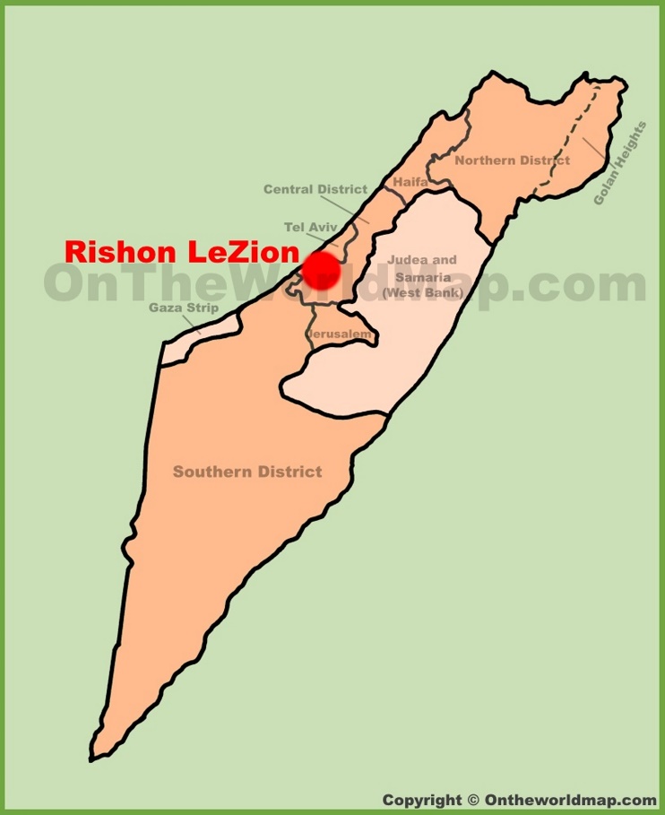 Rishon LeZion location on the Israel Map