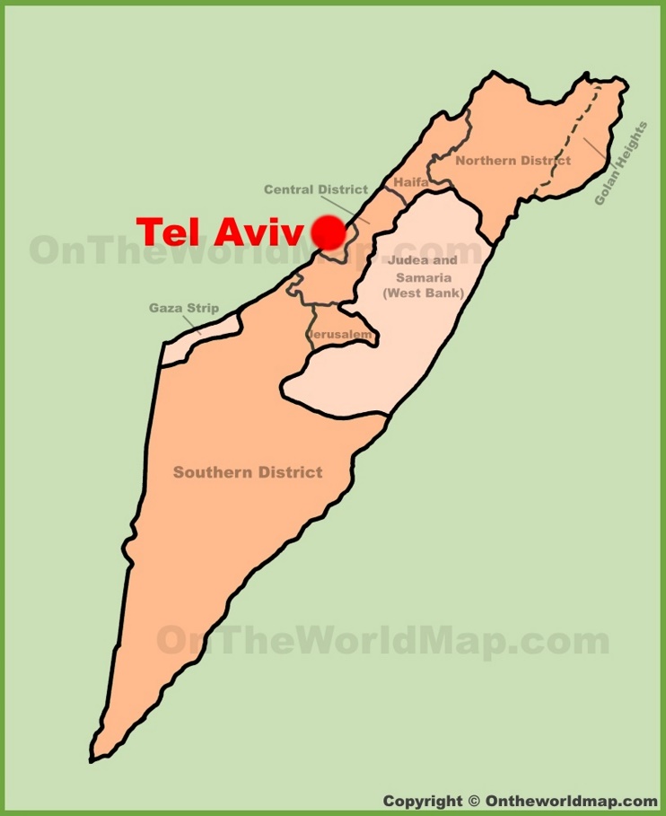 Tel Aviv location on the Israel Map