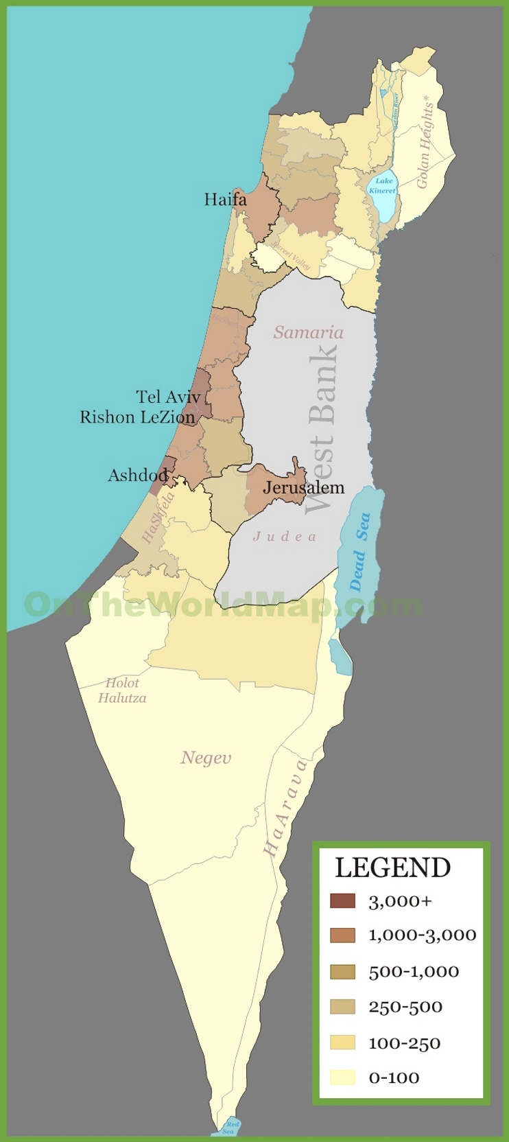 Israel population density map