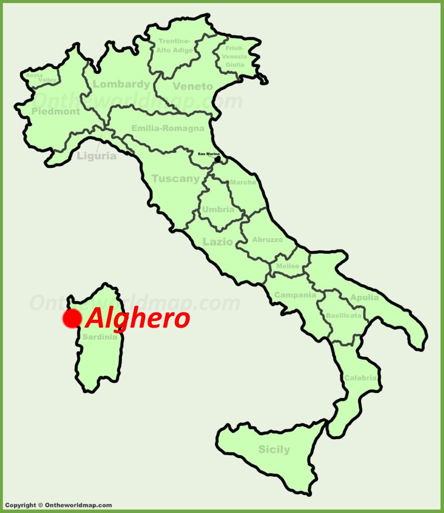 Alghero location on the Italy map