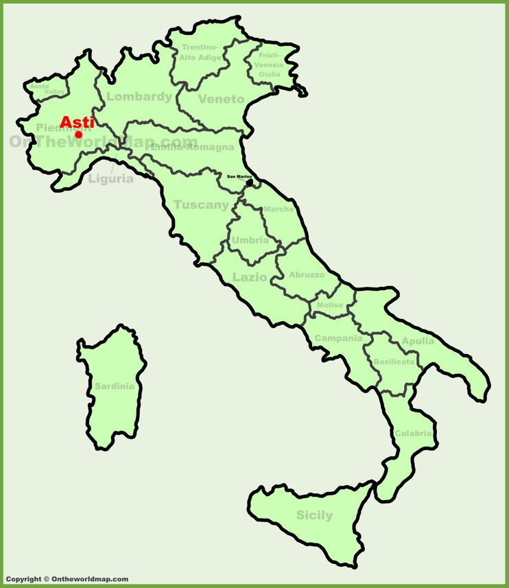 Asti location on the Italy map