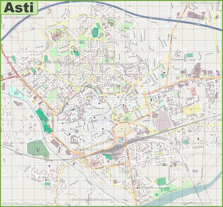 Large detailed map of Asti