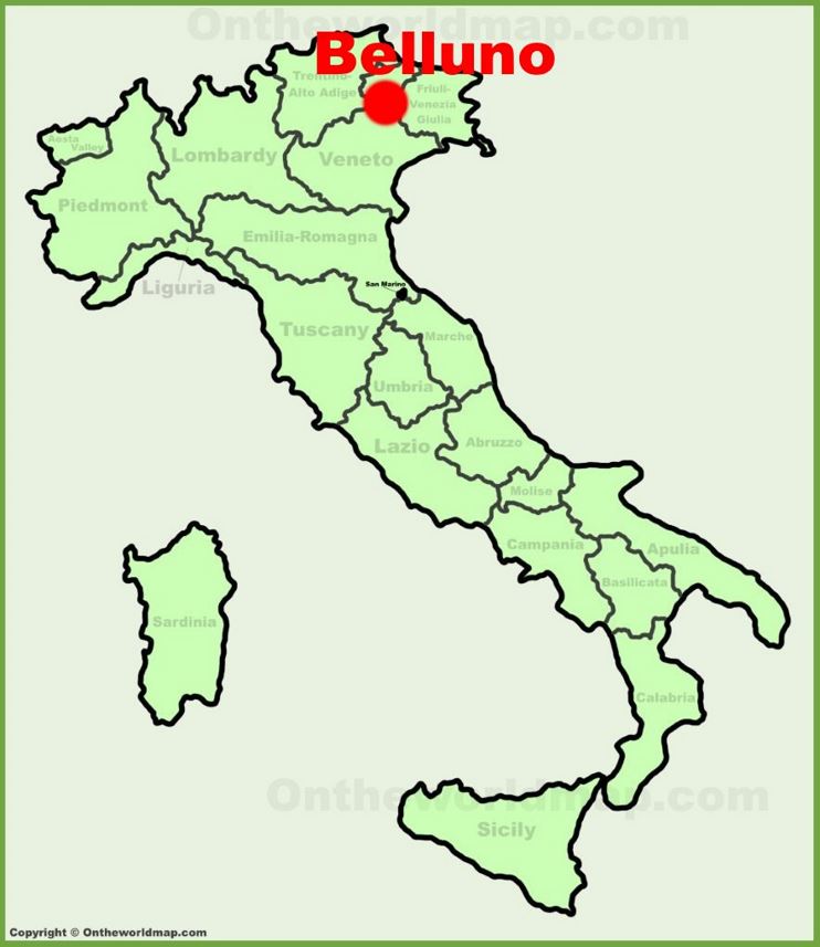 Belluno location on the Italy map