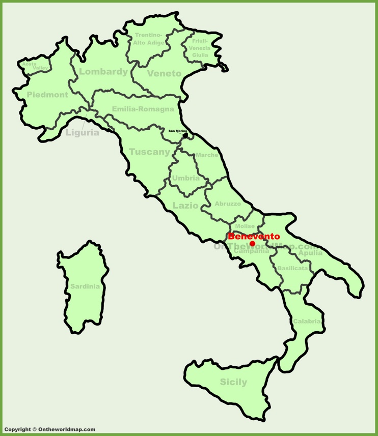 Benevento location on the Italy map