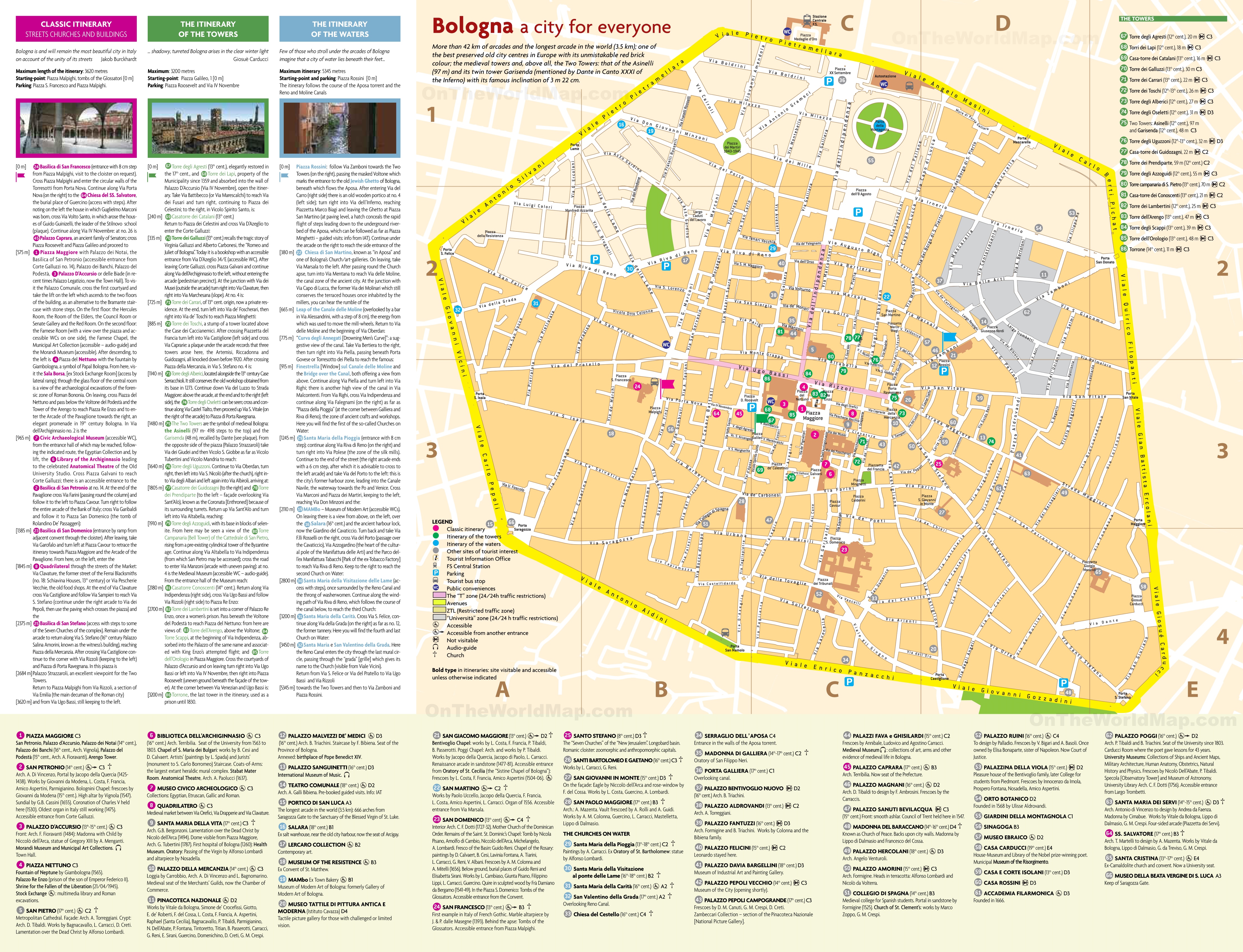 Bologna city centre map