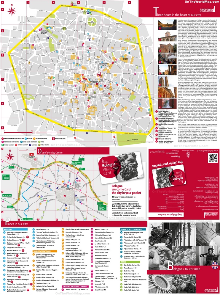 Bologna tourist attractions map
