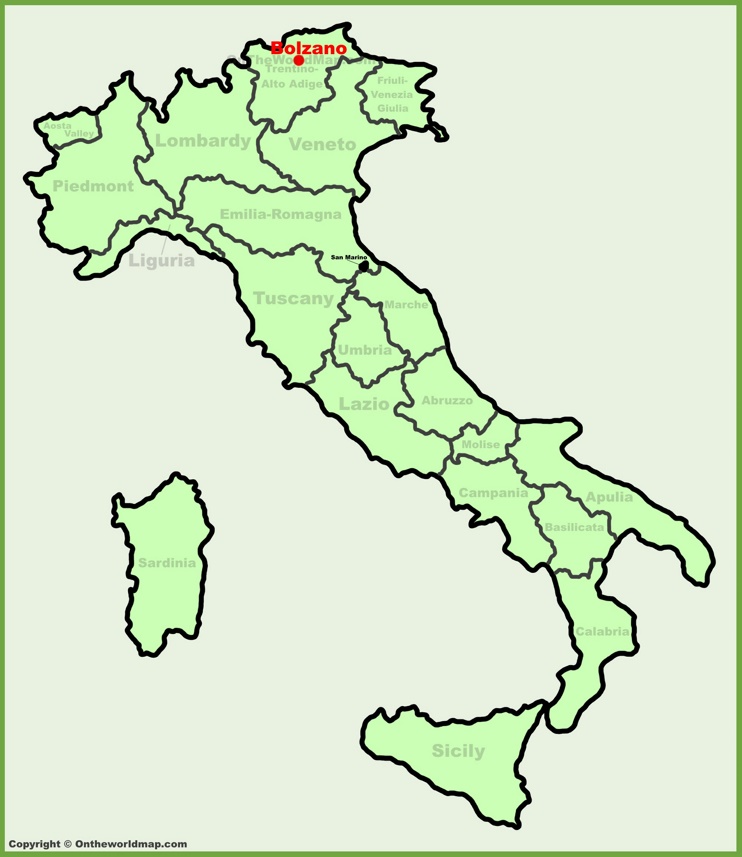 Bolzano location on the Italy map