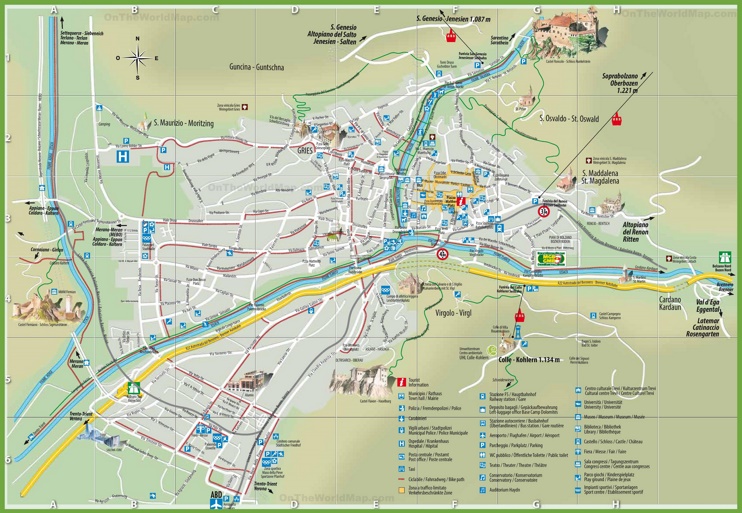 Bolzano tourist attractions map