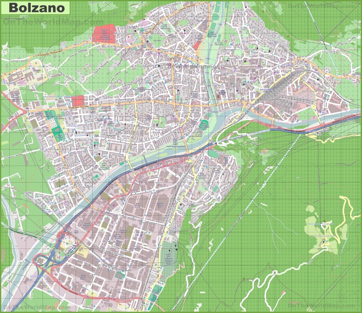 Large detailed map of Bolzano