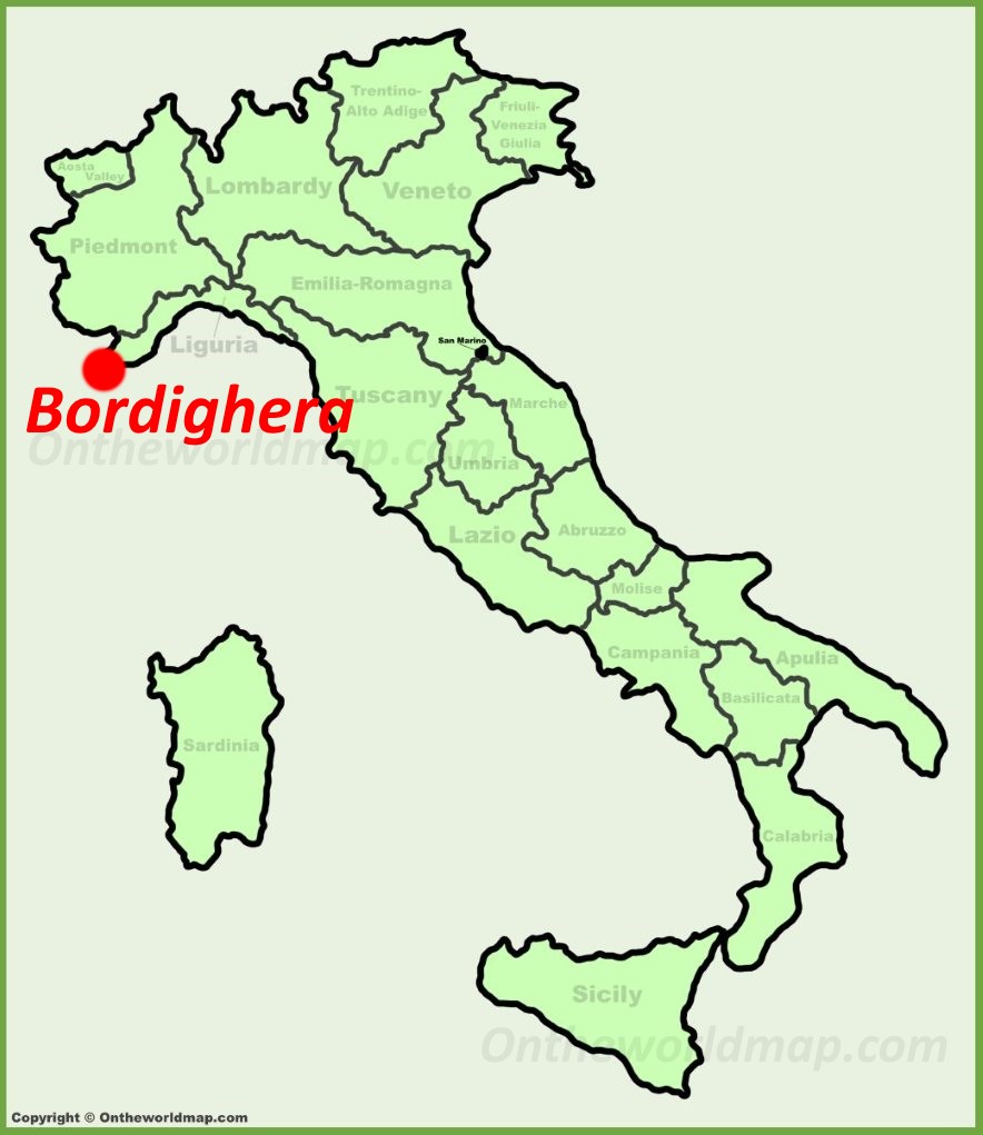 Bordighera location on the Italy map