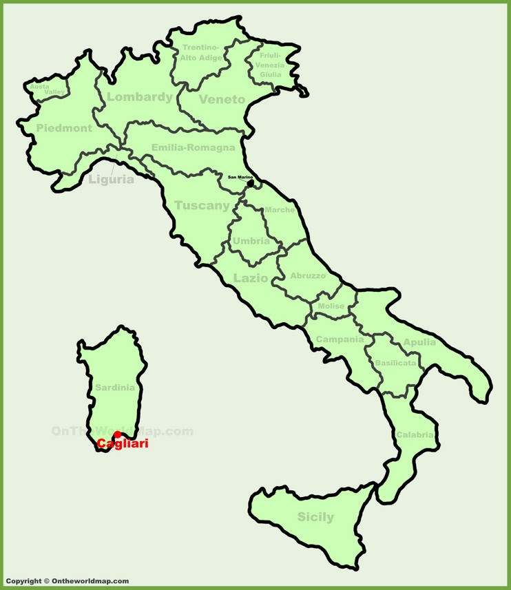 Cagliari location on the Italy map