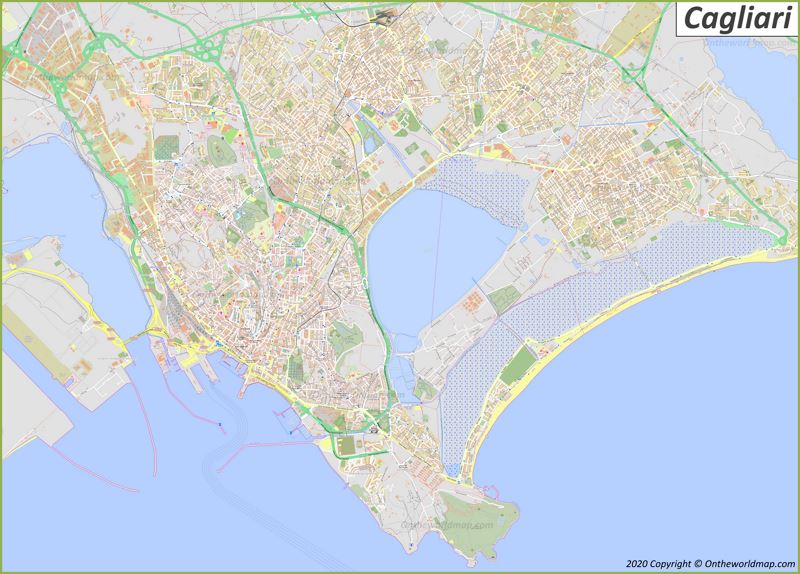 Detailed map of Cagliari