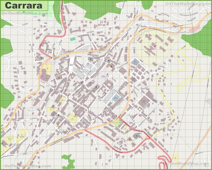 Large detailed map of Carrara