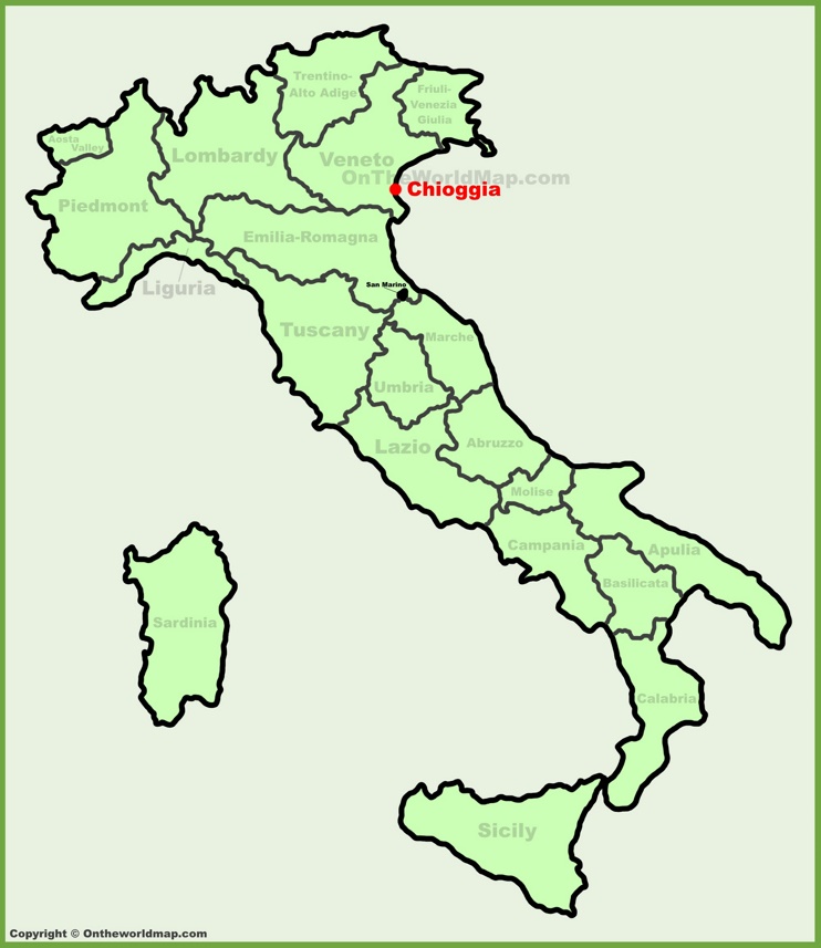 Chioggia location on the Italy map