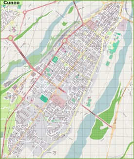 Large detailed map of Cuneo