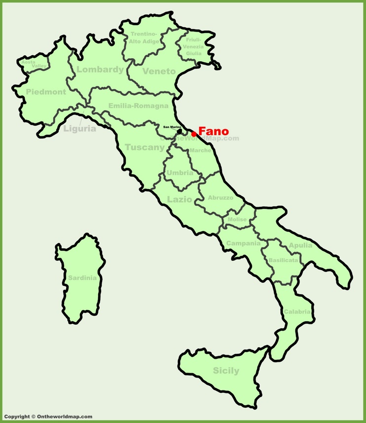 Fano location on the Italy map