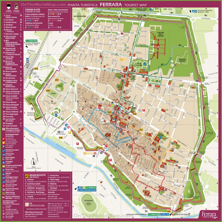 Ferrara tourist map