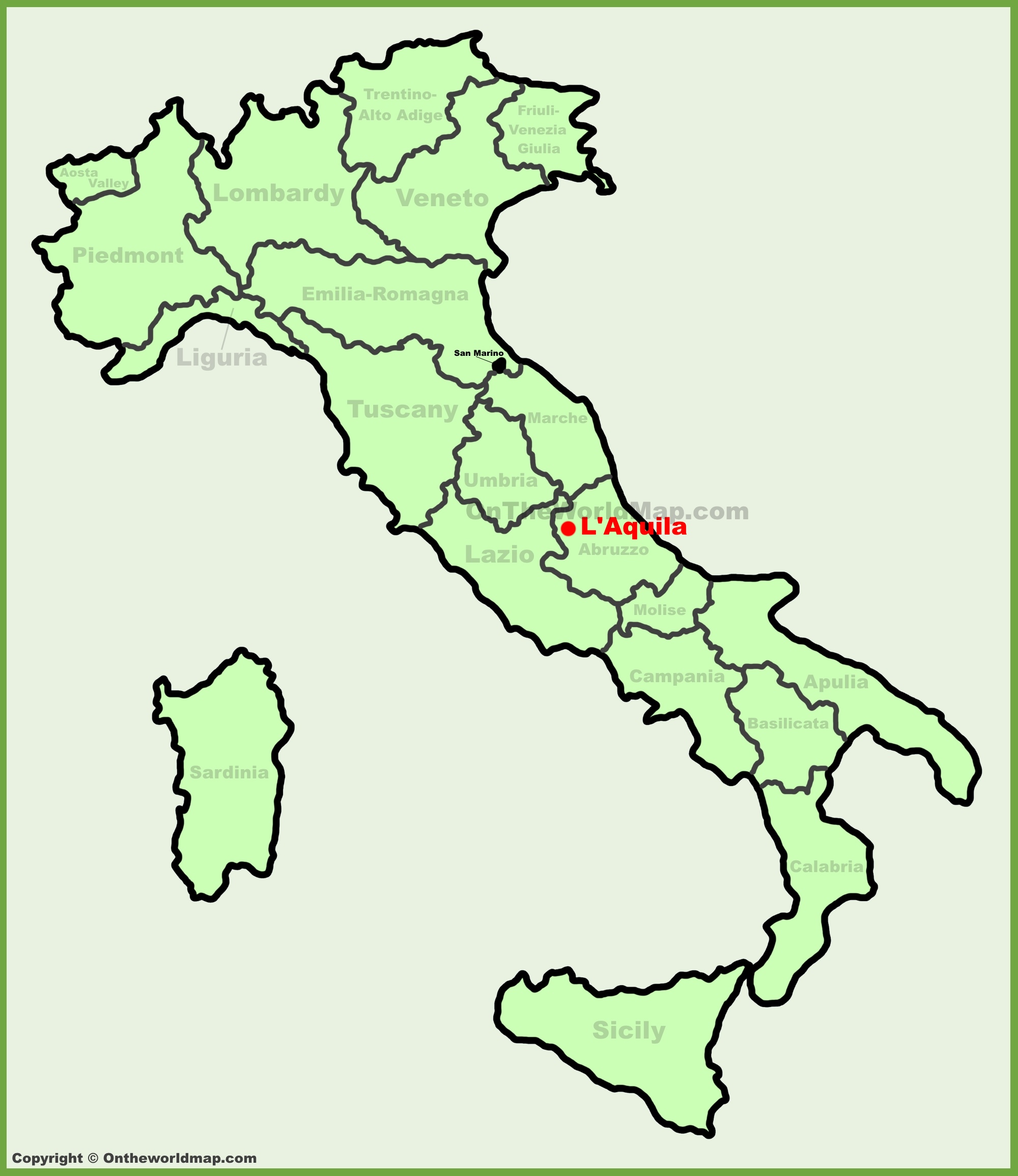 L Aquila Location On The Italy Map