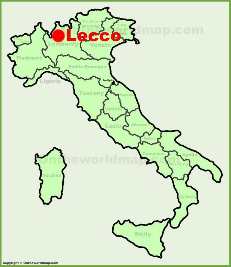 Lecco location on the Italy map