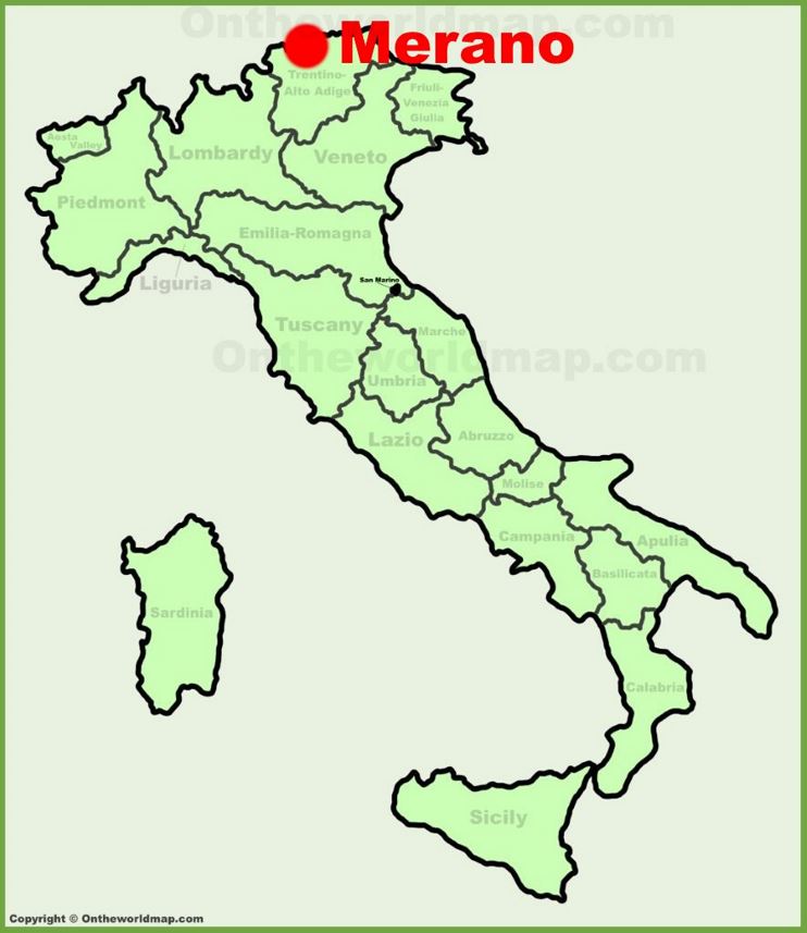 Merano location on the Italy map