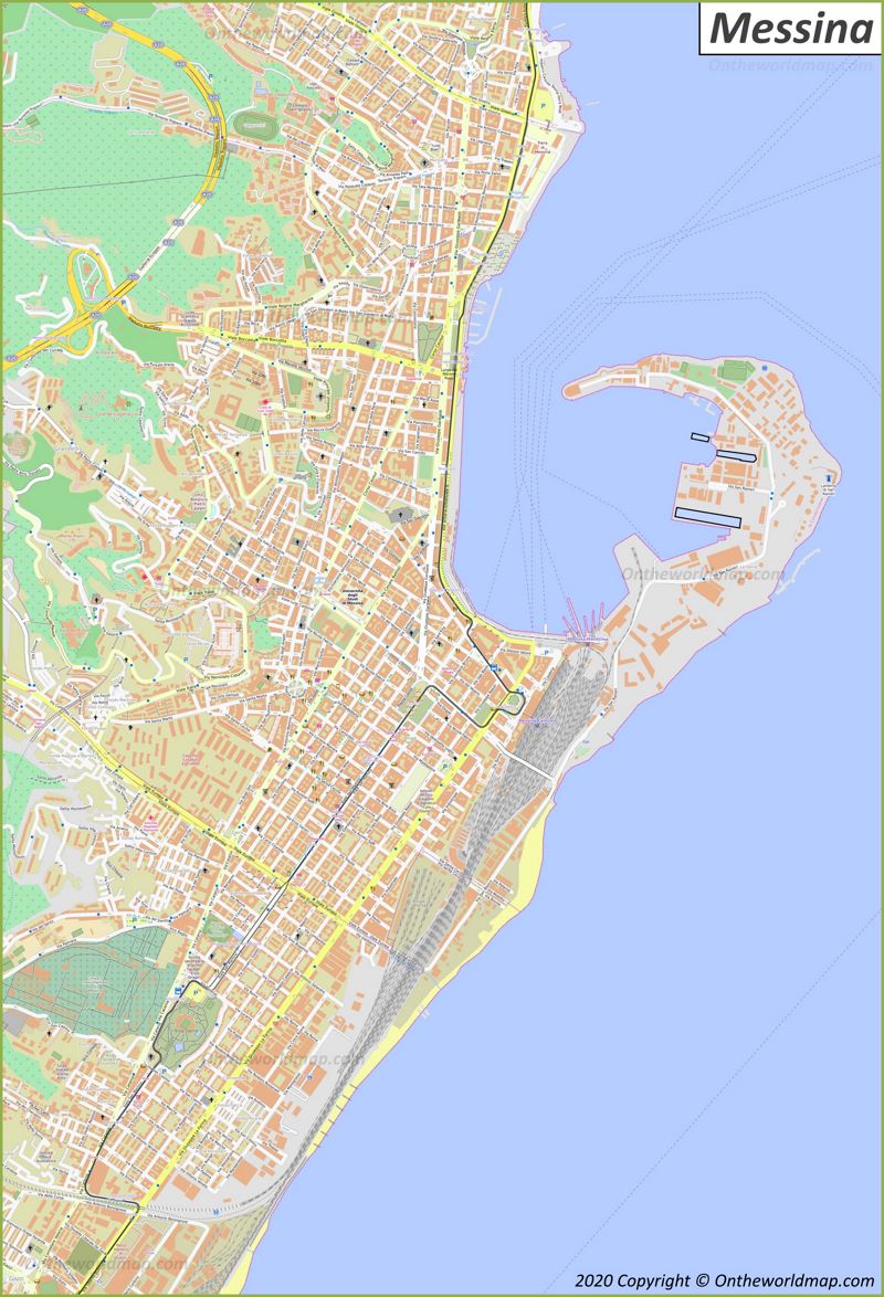 Detailed map of Messina