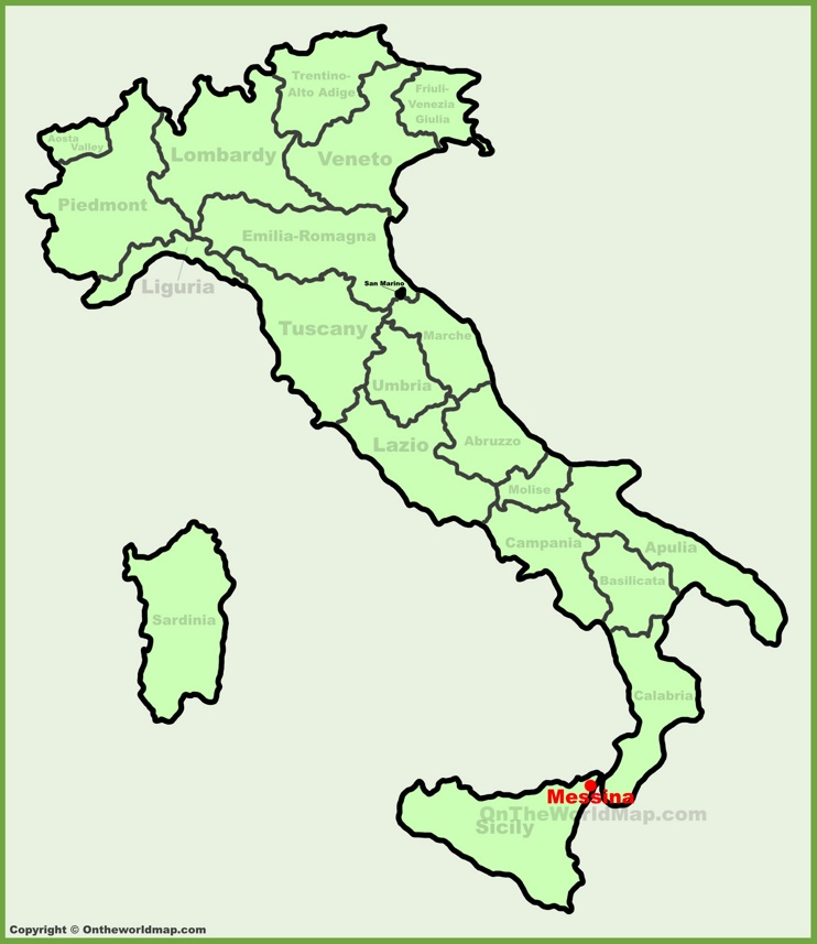 Messina location on the Italy map