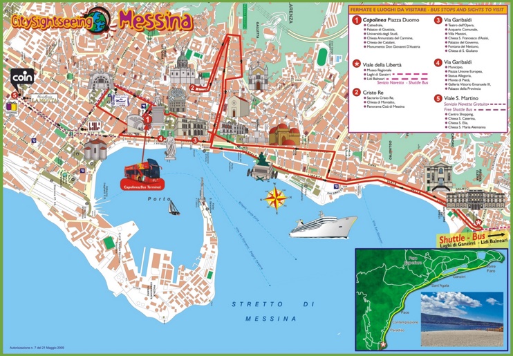 Messina sightseeing map