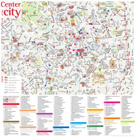 Map of Milan City Center with sightseeings