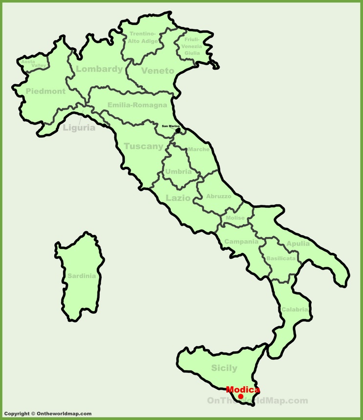 Modica location on the Italy map